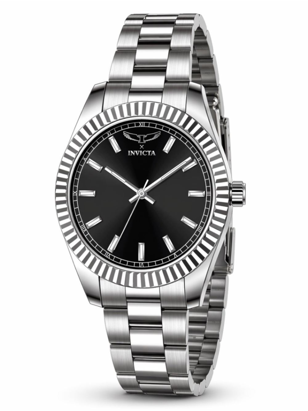 Invicta Men's Silver Stainless Steel Watch with Black Dial